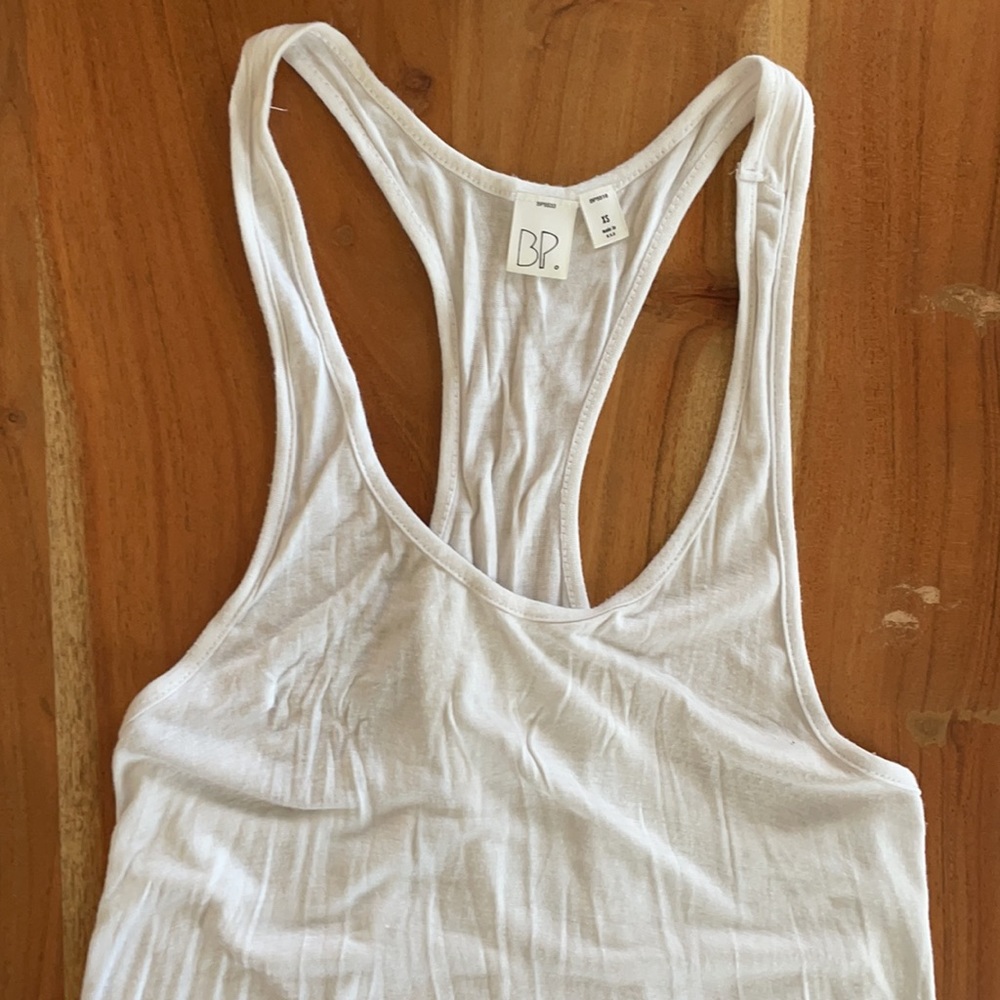 BP white racerback tank